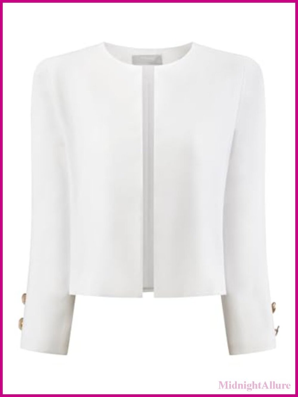Collarless Cropped Blazer 3/4 Sleeve Open Front Women's